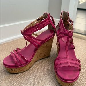 Nine West Fuchsia Wedge Sandals